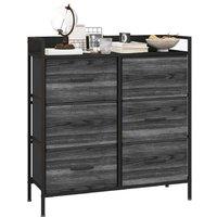HOMCOM Rustic Industrial Fabric Chest of Drawers - 6-Drawer Modular Storage Unit, Steel Frame, Black