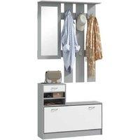 HOMCOM Contemporary 3-in-1 Hallway Storage Bench - Grey/White, Multi-Storage, Easy-Clean