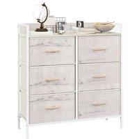 HOMCOM Rustic Fabric Chest of Six Drawers - Modular Bedroom Storage, Steel Frame, Minimalist Style