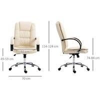 Vinsetto Ergonomic PU Leather Executive Office Chair, Adjustable High Back, Beige - 120kg Capacity