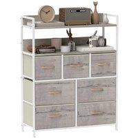 HOMCOM Rustic Modular Chest - 7 Fabric Drawers, Steel Frame, Wood Finish, Large Capacity Storage Unit