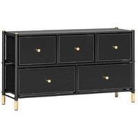 HOMCOM Black Faux Leather Modular Chest of Drawers - Steel Frame, High Capacity, Luxe Storage