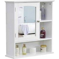 kleankin MDF Wall Mounted Bathroom Cabinet with Mirror - White, Modern Space-Saving Storage