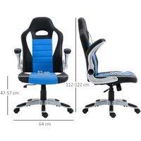 HOMCOM Ergonomic PU Leather Gaming Desk Chair - Adjustable, High Back, Blue