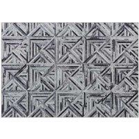 HOMCOM Modern Triangle Pattern Area Rug, Chenille & Faux Leather, 170x120cm - Black Geometric Floor Decor