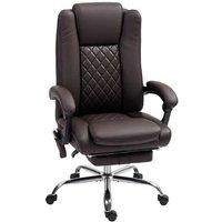 HOMCOM Faux Leather Heated Massage Ergonomic Executive Office Chair, Adjustable Recliner, Brown