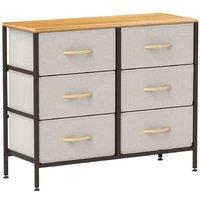 HOMCOM 6-Drawer Industrial Fabric Dresser - Cream White, Steel Frame, Spacious Modular Storage