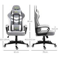 Vinsetto Ergonomic Grey & White Faux Leather Gaming Office Chair - Adjustable Height, Tall Back, 120kg Capacity