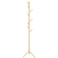 HOMCOM Solid Wood 8-Hook Coat Rack Stand - Minimalist Hallway & Living Room Storage, Natural Pine