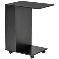 HOMCOM C-Shaped Sofa Side Table with Storage, Black - Space-Saving Living Room Furniture