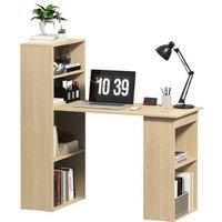 HOMCOM 120cm Contemporary Wood Study Desk & Storage Shelves - Space-Saving Living Room Workstation