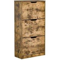 HOMCOM 3-Drawer Shoe Storage Cabinet - Rustic Farmhouse, Space-Saving, 12-18 Pair Capacity