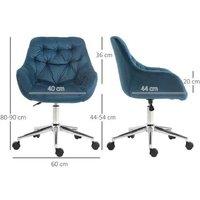 Vinsetto Ergonomic Velvet Office Chair with Adjustable Height & Arms, Blue