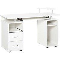 HOMCOM White Contemporary Storage Desk - Multi-Function Workstation for Living Room