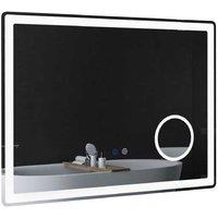 kleankin LED Bathroom Mirror with Magnifier, Dimmable, Anti-Fog, Modern Glass