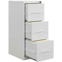 HOMCOM 3-Drawer Lockable Steel Filing Cabinet - White, Modern Office Storage