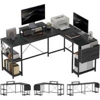 HOMCOM 168cm L-Shaped Modular Corner Desk with Storage, Black - Contemporary Space-Saving Living Room Workstation
