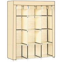 HOMCOM Fabric Modular Wardrobe with 8 Shelves & 2 Hanging Rods, Beige - Space-Saving Storage Solution