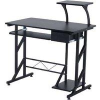 HOMCOM Compact Black Computer Desk - Space-Saving MDF & Steel Workstation for Living Room