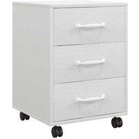 HOMCOM 3-Drawer Mobile Filing Cabinet - White MDF, Space-Saving Office Storage