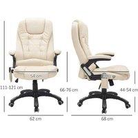 HOMCOM Ergonomic Massage & Heated Executive Office Chair, Faux Leather, Adjustable, Beige