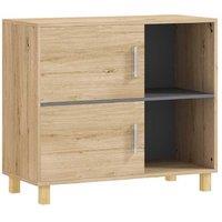 HOMCOM Freestanding Bathroom Storage Cabinet - Modern Wood, Dual Doors & Open Shelves