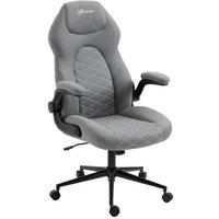 Vinsetto Ergonomic Flip-Up Arm Office Chair, Light Grey Microfibre - Adjustable Height, Modern Design, 120kg Capacity