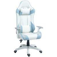 HOMCOM Light Blue Ergonomic Faux Leather Gaming Chair with Adjustable 3D Arms & Headrest