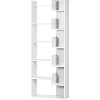 HOMCOM 6-Tier Modular Bookcase, White Wood, 11 Open Shelves - Minimalist Storage Solution
