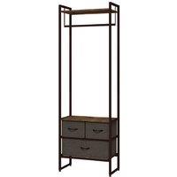 HOMCOM Rustic Brown Clothes Rail with Drawers & Shelves - Industrial Storage Rack for Living Room