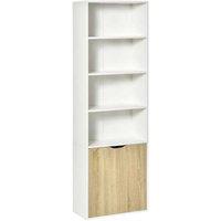 HOMCOM White Oak Modular Bookcase with 2 Doors & 4 Shelves - MDF Storage Solution