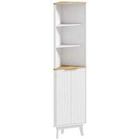 HOMCOM Slim Tall Freestanding Bathroom Cabinet - White, Modern Curved Design, Space-Saving Storage Unit