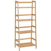 HOMCOM Bamboo 4-Tier Ladder Bookcase - Space-Saving Wooden Storage Shelf, Natural Finish