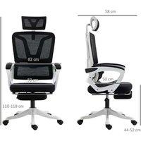 Vinsetto Ergonomic Mesh Reclining Office Chair with Adjustable Height & Footrest, Black