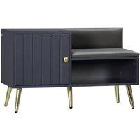 HOMCOM Grey Shoe Storage Bench with Cushion - Contemporary Living Room Organiser, Faux Leather, Sturdy Particle Board