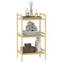HOMCOM Freestanding Bamboo Bathroom Shelf Unit - Adjustable, Water-Resistant, Modern Storage (80cm High)