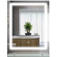 kleankin LED Bathroom Mirror with Shelf, Touch Control, Anti-Fog - Modern Tempered Glass 80x60cm