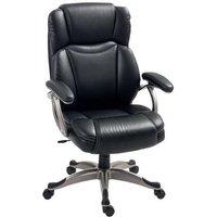 HOMCOM Ergonomic Faux Leather Adjustable Office Chair - Black, 49.5-59cm, Swivel Desk Seating