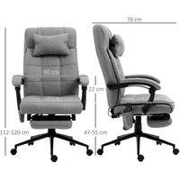 Vinsetto Ergonomic Grey Fabric Massage Office Chair with Heat & Footrest - Adjustable Height, Reclining Back, High Weight Capacity