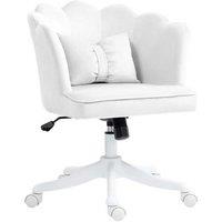 HOMCOM Velvet-Feel Ergonomic Office Chair - Adjustable Petal Back, White, 120kg Capacity