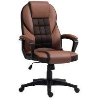 HOMCOM Ergonomic Faux Leather Adjustable Office Chair - Brown, High Back, Swivel