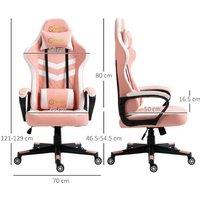 Vinsetto Pink Faux Leather Ergonomic Gaming & Office Chair with Adjustable Height, Lumbar Support & Swivel