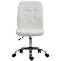 Vinsetto Ergonomic Armless Faux Leather Adjustable Office Chair - White, 120kg Capacity