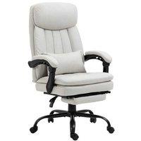 Vinsetto Ergonomic Massage Office Chair with Heat, Adjustable Height & Footrest - Cream Microfibre, 120kg Capacity