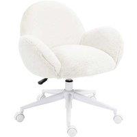 HOMCOM Fluffy Rolling Ergonomic Office Chair, Cream White Faux Fur - Adjustable Height & Swivel