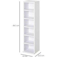 HOMCOM White Particle Board CD Media Tower Rack Set - Adjustable, High-Capacity Storage Solution (2 Units)