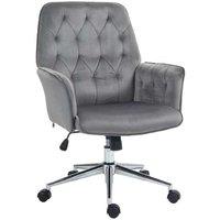 Vinsetto Ergonomic Velvet-Feel Swivel Office Chair with Adjustable Height & Armrests, Dark Grey