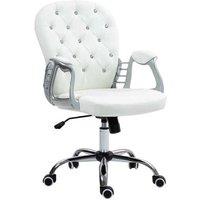 Vinsetto Ergonomic White PU Leather Swivel Office Chair with Adjustable Height & Wheels