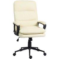 Vinsetto Ergonomic PU Leather Office Chair, Adjustable Height, Cream White, 120kg Capacity
