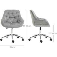 Vinsetto Grey Velvet Ergonomic Office Chair - Adjustable Height, Modern Curved Design